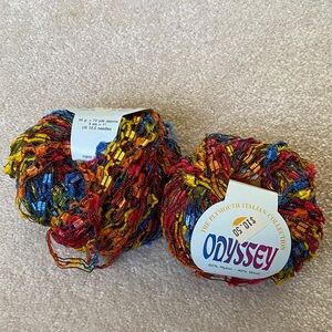 2 Balls Plymouth Odyssey Nylon/Wool Rainbow Color Ladder Ribbon Yarn 96g Total